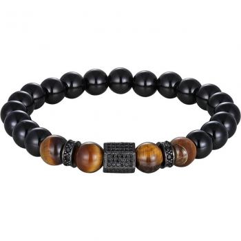 Pulsera de Joyería Masculina con Piedra de Ónix y Ojo de Tigre