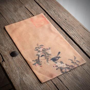 Tapete de té de algodón y lino, estampado Zen, 49x29 cm
