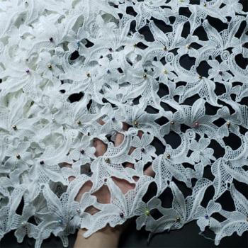 Soft African Cord Lace with Beads for Wedding Dress NN958-s