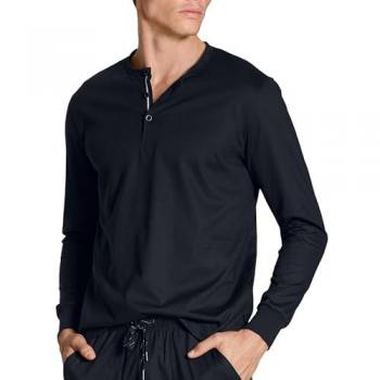 CALIDA Basic Sleep Langarm-Shirt Herren, L, Blau