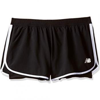 NB Accélérer 2En1 Shorts Course Femme Noir-White