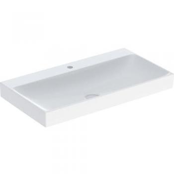 Geberit ONE Waschtisch 90 cm, KeraTect, vertikaler Abgang, 1 Hahnloch, ohne Überlauf
