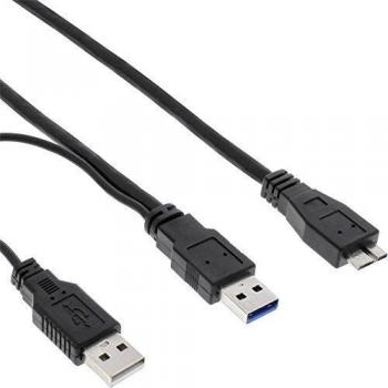 USB 3.0 Y-Kabel 2x A an Micro-B 0,2m