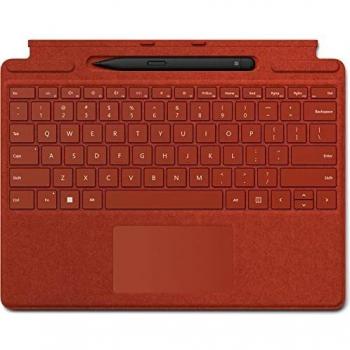 Microsoft Surface Pro Signature Keyboard [DE] Mohnrot + Slim Pen 2 Schwarz für Pro X/8 geeignet (DE, Kabellos), Tastatur, Rot