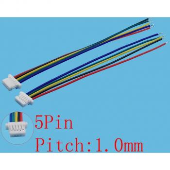 5Pcs SH 1.0mm 8-Pin Female Jack Connector, 10cm Wire, 28AWG