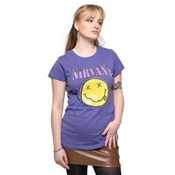 Pink Grunge Smile Skinny Fit T‑Shirt – L