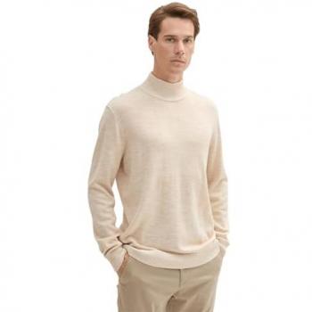 TOM TAILOR Rollkragenpullover für Herren, light sand melange