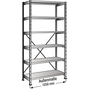 Scholz 491123 Grund-Steckregal – 1200 mm × 2280 mm × 900 mm, 6OH Metallkonstruktion