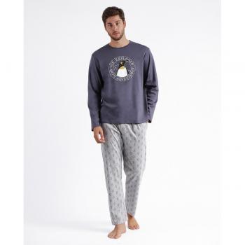 Admas Pijama Largo de Punto para Hombre en Gris Oscuro