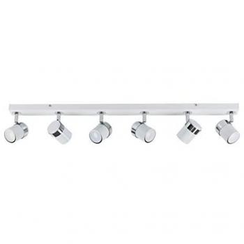 Modern 6-Way Adjustable White/Chrome Ceiling Spotlight Bar Lighting Kit