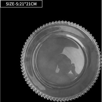 Plat décoratif en verre pour fruits avec bord perlé