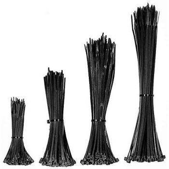 NylonZip Lock‑Ties 400pcs – Black, 4 Lengths (150–300 mm)