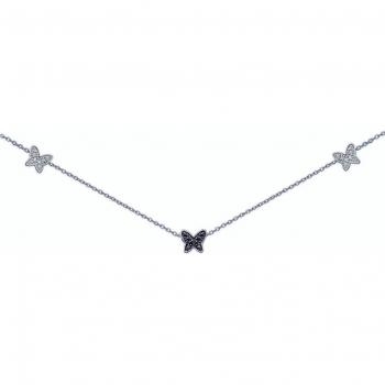 G1228 Ronde Papillon – Collier Lily argent rhodié