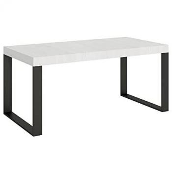 Mesa extensible 90x180/440 cm Tecno Premium Fresno Blanco con estructura antracita