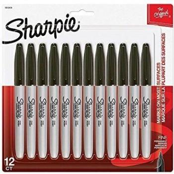 Sharpie Marker | 12 Stück | Schwarz | Feine Rundspitze