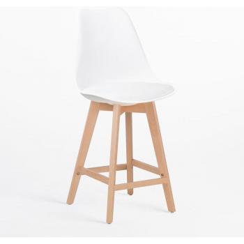 Sklum – Lot de 2 tabourets hauts 65 cm avec coussin en similicuir nordique blanc