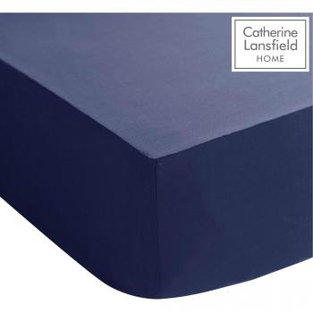 Easy‑Iron Percale King Fitted Sheet (Catherine Lansfield) – Navy