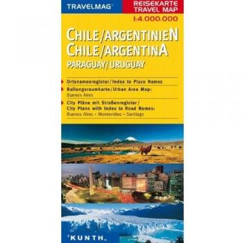 Reisekarte : Chile / Argentinien / Paraguay / Uruguay