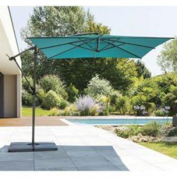 Ombrellone quadrato decentrato blu anatra 2,5x2,5m in acciaio