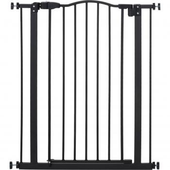 PawHut 74-84cm Adjustable Metal Pet Safety Gate with Auto-Close Door and Double Locking Feature for Stairs and Home Use