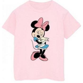 Camiseta de algodón para niñas 7-8 años con Minnie y conejito
