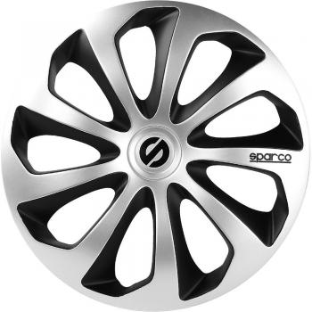 Copricerchi per auto Sparco, Argento/Nero, 15, Set di 4