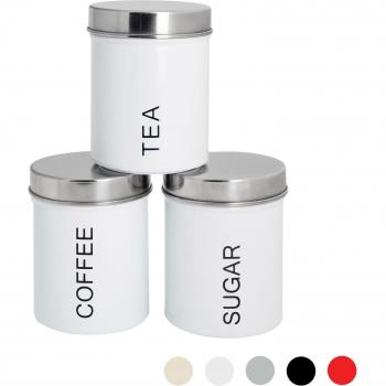 Round Metal Canisters for Tea Coffee Sugar