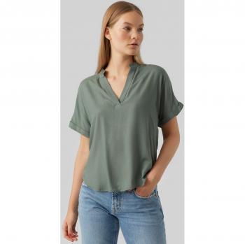 Vero Moda Shirtbluse „VMBEAUTY SS TOP GA NOOS“ – unifarben, hüftbedeckend, 100 % Viskose, Größe L, grün