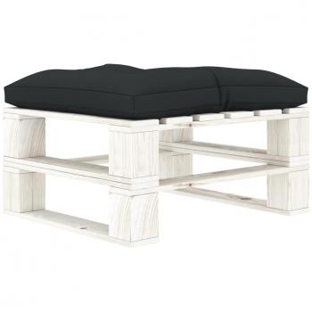 Pouf Ottomano da Giardino in Legno con Cuscino Antracite