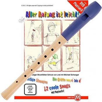 Classic Cantabile Pivella – Ensemble flûte à bec soprano bleue, doigté allemand