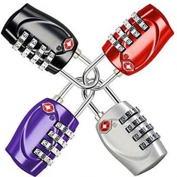 TRIXES Set de 4 cadenas à déverrouillage par code à 4 chiffres TSA pour les valises