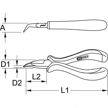 KS TOOLS ESD Spitzzange, gebogen, mit Hieb, 130mm