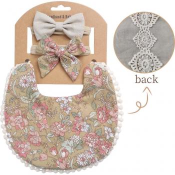Bavoirs à imprimé floral avec bandeau pour bébés
