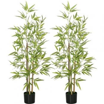Set floreale HOMCOM 120 cm, 3 rami, vaso Ø15×12 cm
