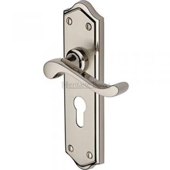 Set of 2 Buckingham Euro Profile Door Handles with Mercury Split Finish