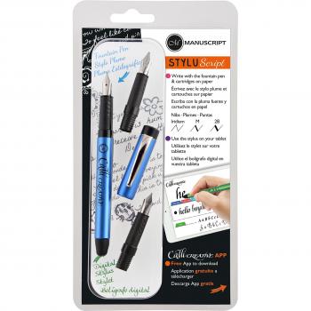 Fountain Pen – Manuscript StyluScript, 3 Nibs, Blue