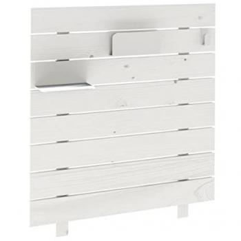 Tête de lit enfant Joan en bois massif blanc avec rangements gris 98x120x4cm