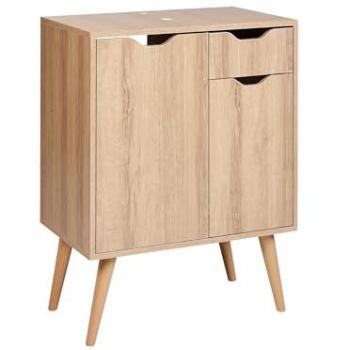 Beliani Lavabo 60x80 cm Marrone Chiaro con Ripiano in MDP