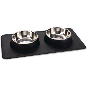 Beeztees Napf-Set Dinner Set Silikon Inox Dex schwarz
