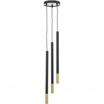 3-Bulb Black/Gold Pendant Fixture