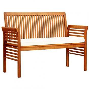 Panca da Giardino 120 cm in Legno di Acacia con Cuscino