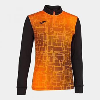 Joma Sudadera Elite VIII mujer/niña negra con detalles naranjas, sin capucha, talla 2XS