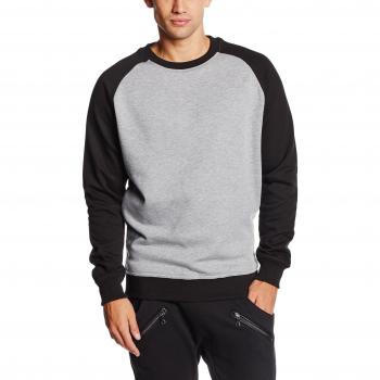 Urban Classics TB546, Herren 2-Tone Raglan Crewneck, Grau/Schwarz, X-Large
