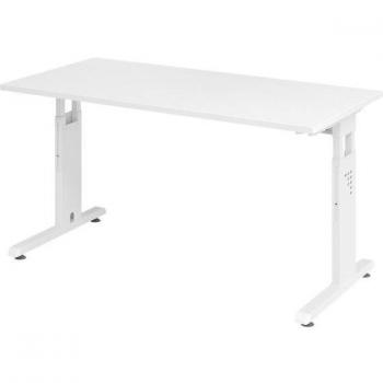 Bureau réglable en hauteur Home Office 140 cm blanc avec piètement C