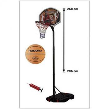 Panier de basket avec socle à lester Hudora 71664, ballon et pompe