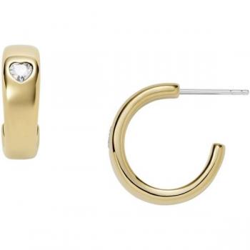Fossil Sutton Valentine Heart Gold-Tone Hoop Earrings with Crystal Heart