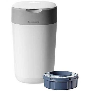 Cos pentru scutece Tommee Tippee Sangenic Twist and Click Reciclabil, Alb/Gri