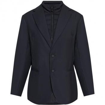 Emporio Armani Men's Wool Blend Single-Breasted Jacket with Detachable Padded Dickie in Solid Blue | Size 50 IT / 40 US | EM000132AF10458UB118