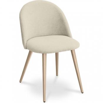 Sedia da pranzo Scandi Beige – rivestimento tessuto, design minimalista, supporto metallico trasferito su legno