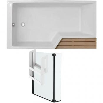 Jacobs Delafon Neo 150x80 Pack Bañera-Ducha con Mampara Negra Mate